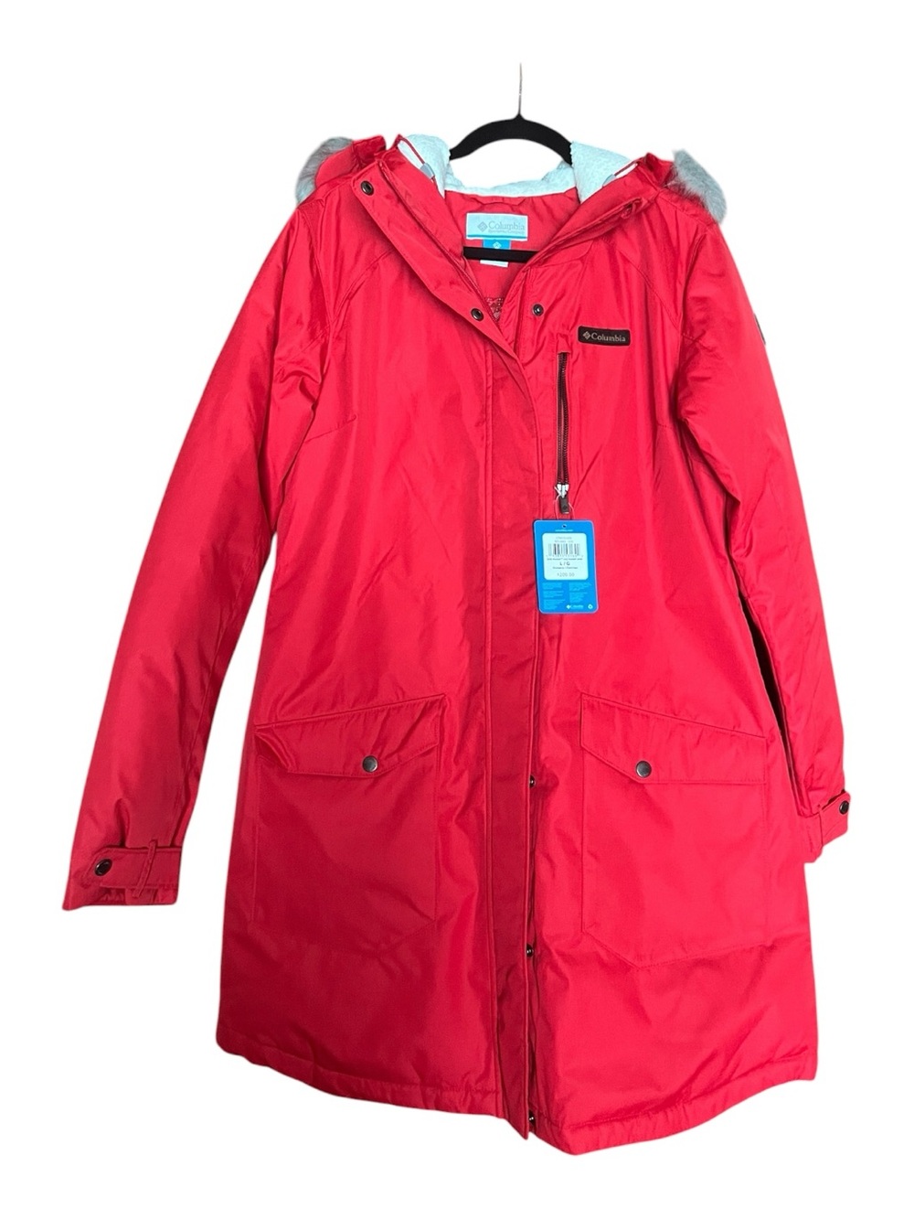 Columbia Women's Red Parka with Faux-Fur Hood Trim Size L - Picture 2 of 7